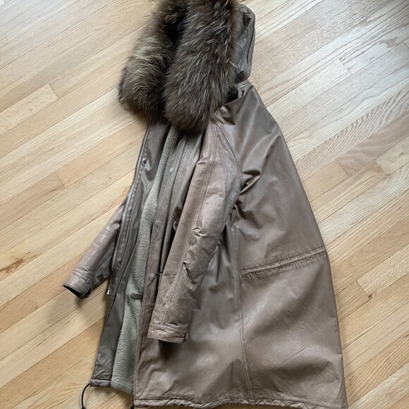 Sissi Fish Tail Leather Parka with Hood - Picture 2 of 10